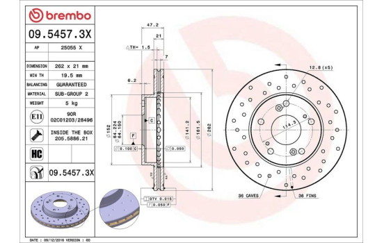 Disco de freno 09.5457.3X Brembo, Imagen 3