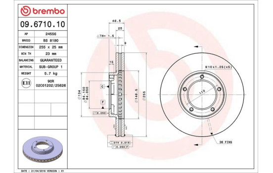 Disco de freno 09.6710.10 Brembo, Imagen 3