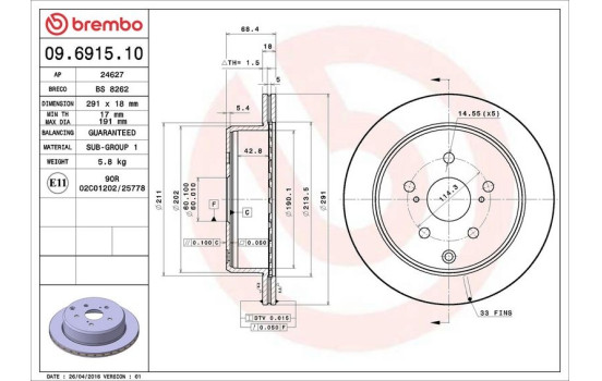 Disco de freno 09.6915.10 Brembo, Imagen 4