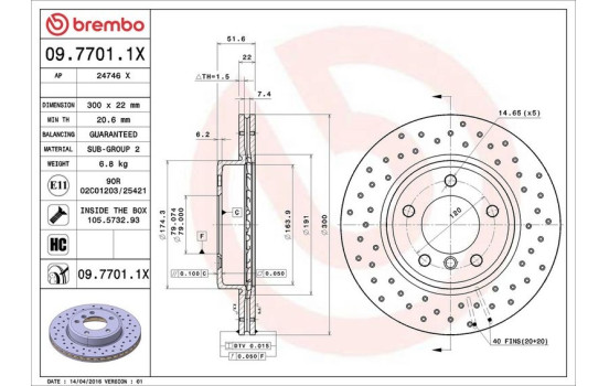 Disco de freno 09.7701.1X Brembo, Imagen 3