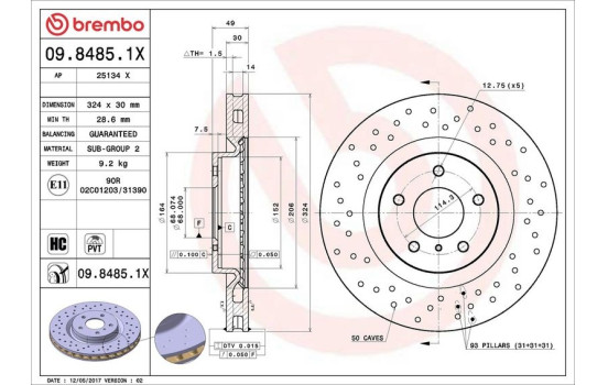 Disco de freno 09.8485.1X Brembo, Imagen 2