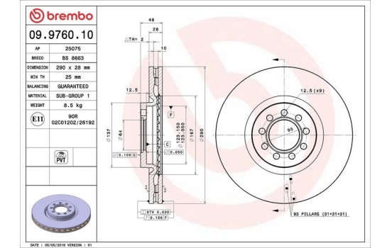 Disco de freno 09.9760.10 Brembo, Imagen 3