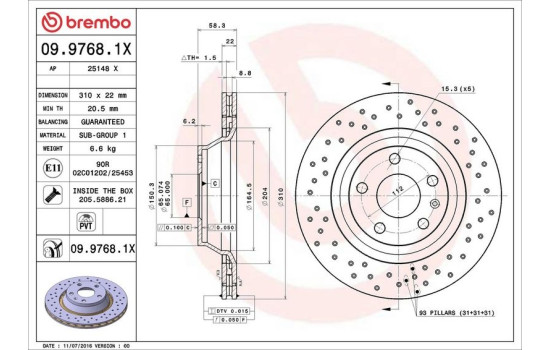 Disco de freno 09.9768.1X Brembo, Imagen 3