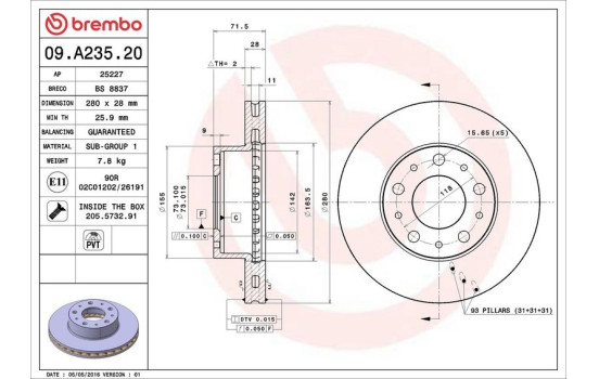 Disco de freno 09.A235.20 Brembo, Imagen 3