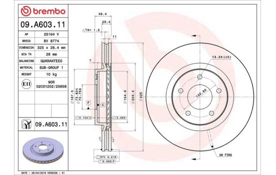 Disco de freno 09.A603.11 Brembo, Imagen 3