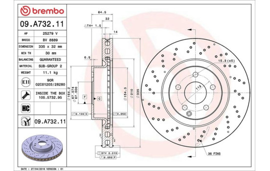 Disco de freno 09.A732.11 Brembo, Imagen 2