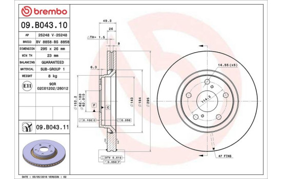 Disco de freno 09.B043.11 Brembo, Imagen 3