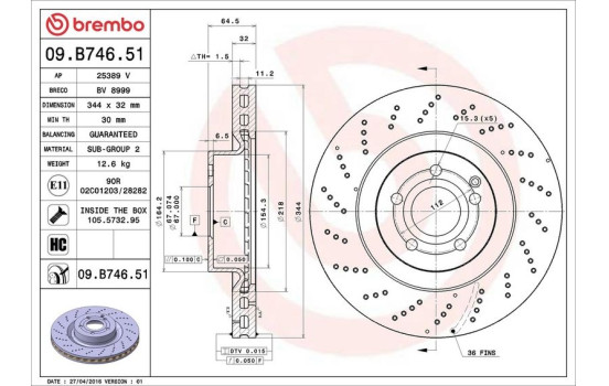 Disco de freno 09.B746.51 Brembo, Imagen 2