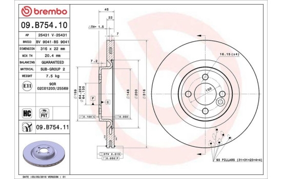 Disco de freno 09.B754.11 Brembo, Imagen 3