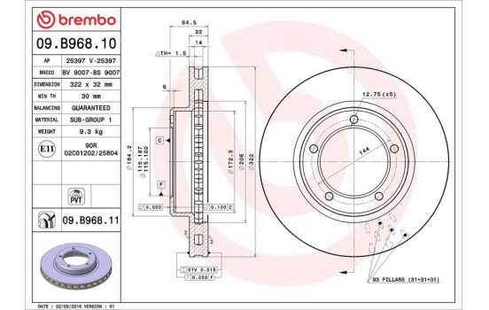 Disco de freno 09.B968.11 Brembo, Imagen 2