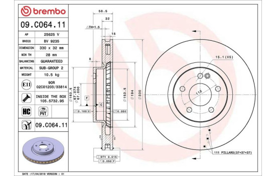Disco de freno 09.C064.11 Brembo, Imagen 2