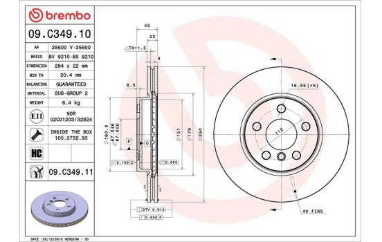 Disco de freno 09.C349.11 Brembo, Imagen 3