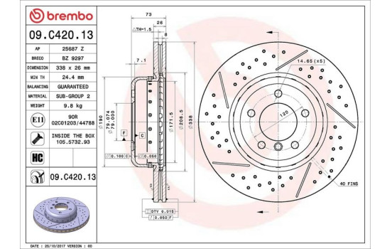Disco de freno 09.C420.13 Brembo, Imagen 2