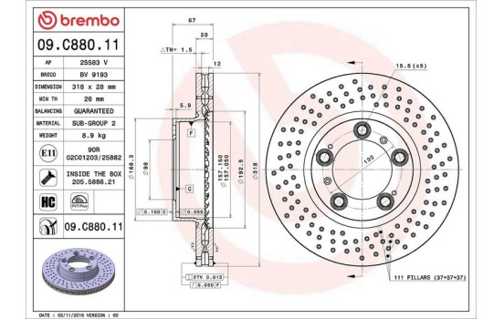 Disco de freno 09.C880.11 Brembo, Imagen 2