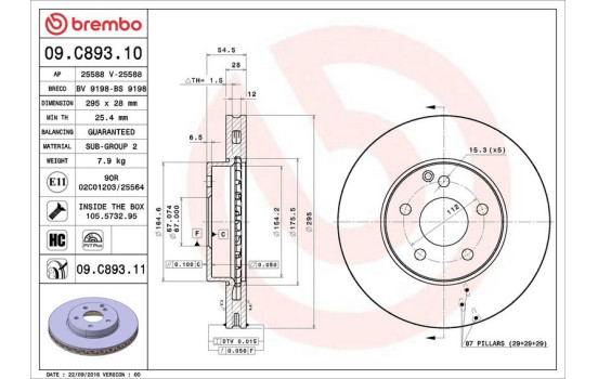 Disco de freno 09.C893.11 Brembo, Imagen 3