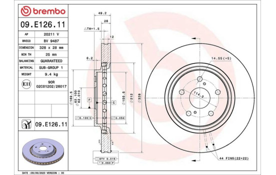 Disco de freno 09.E126.11 Brembo
