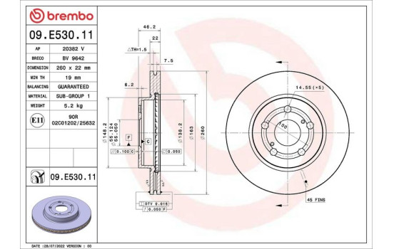 Disco de freno 09.E530.11 Brembo, Imagen 2