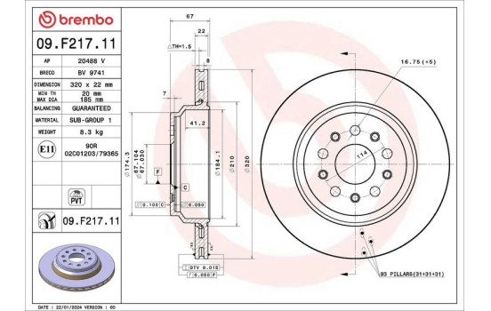 Disco de freno 09.F217.11 Brembo, Imagen 2