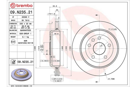 Disco de freno 09.N235.21 Brembo, Imagen 2