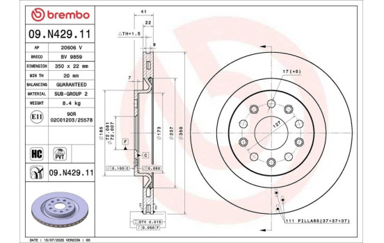 Disco de freno 09.N429.11 Brembo