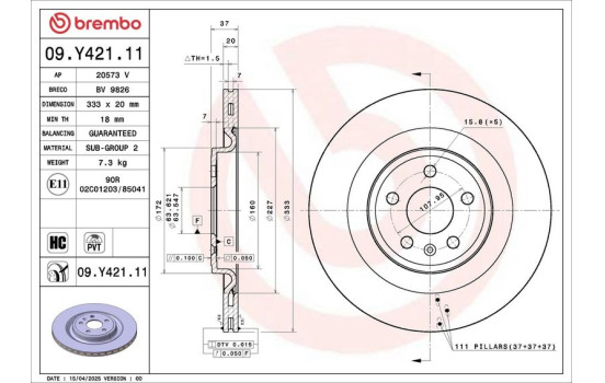 Disco de freno 09.Y421.11 Brembo, Imagen 2