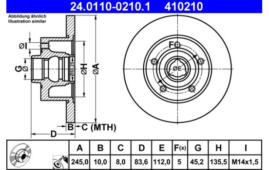 Disco de freno 24.0110-0210.1 ATE, Imagen 2