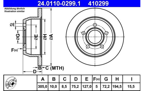 Disco de freno 24.0110-0299.1 ATE, Imagen 2
