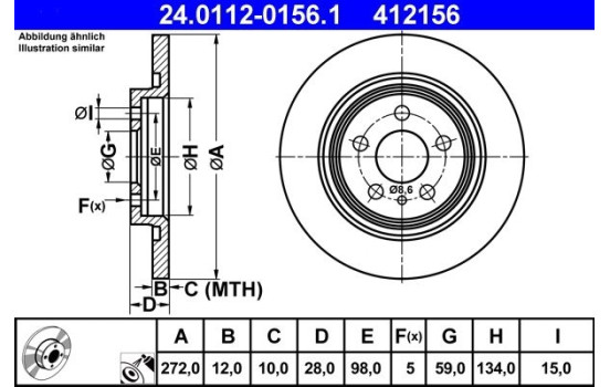 Disco de freno 24.0112-0156.1 ATE, Imagen 2
