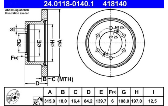 Disco de freno 24.0118-0140.1 ATE, Imagen 2