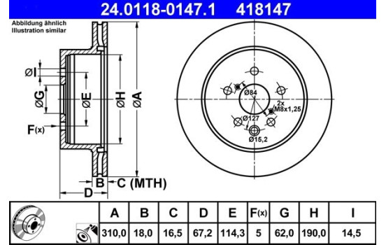Disco de freno 24.0118-0147.1 ATE, Imagen 2