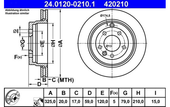 Disco de freno 24.0120-0210.1 ATE, Imagen 2