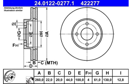 Disco de freno 24.0122-0277.1 ATE, Imagen 2