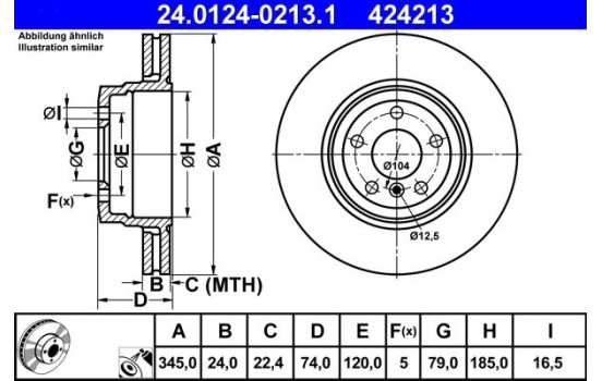 Disco de freno 24.0124-0213.1 ATE, Imagen 2