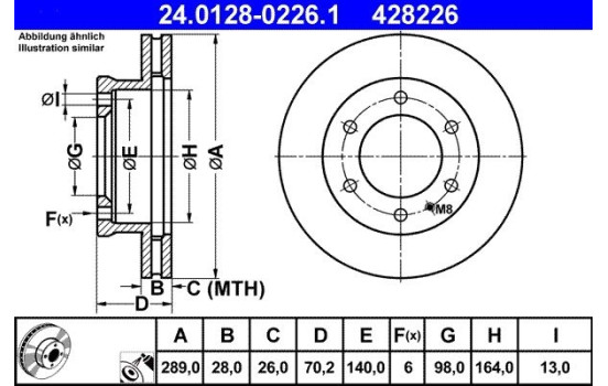 Disco de freno 24.0128-0226.1 ATE, Imagen 2