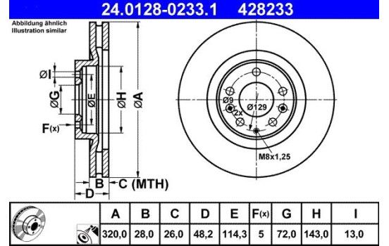 Disco de freno 24.0128-0233.1 ATE, Imagen 2
