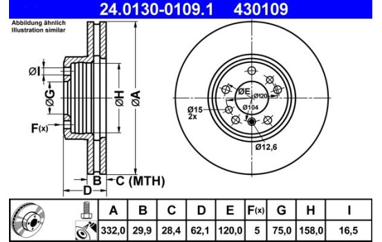 Disco de freno 24.0130-0109.1 ATE, Imagen 2