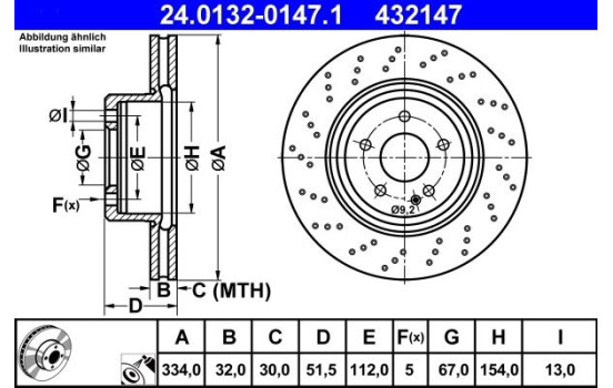 Disco de freno 24.0132-0147.1 ATE, Imagen 2