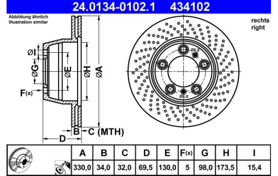 Disco de freno 24.0134-0102.1 ATE, Imagen 2