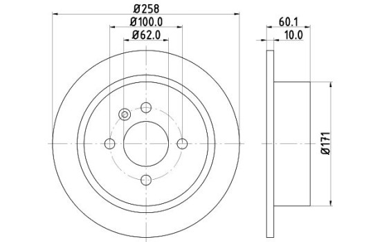 Disco de freno 50407 8DD 355 100-351 Hella