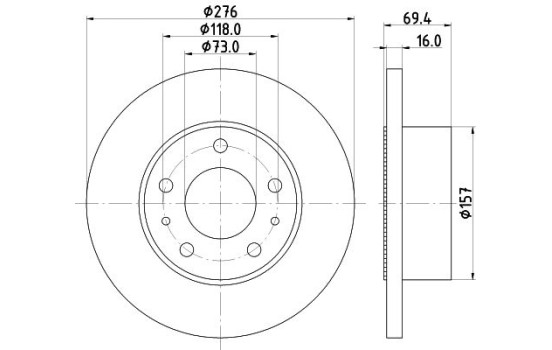 Disco de freno 54048 8DD 355 107-421 Hella