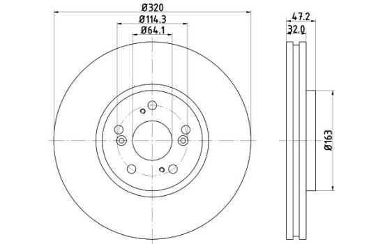 Disco de freno 54949 8DD 355 116-091 Hella