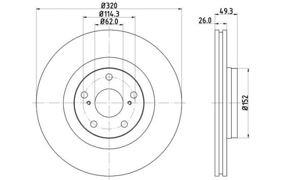 Disco de freno 54953 8DD 355 116-131 Hella