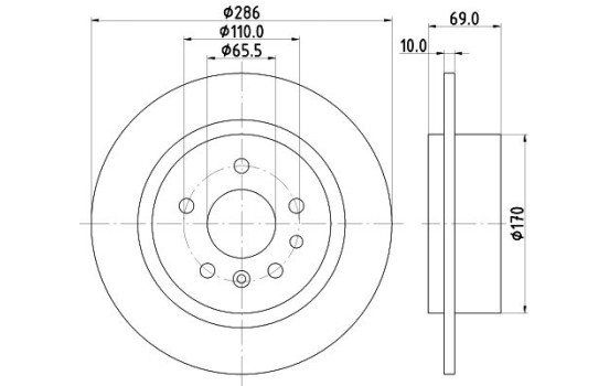 Disco de freno 8DD 355 107-001 Hella
