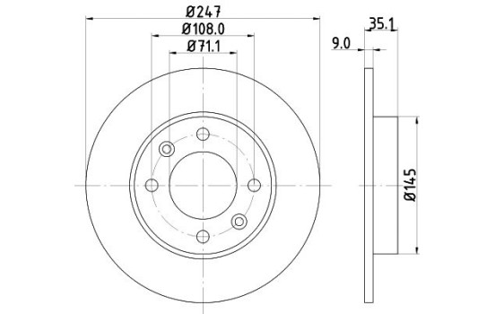 Disco de freno 8DD 355 108-391 Hella