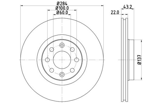 Disco de freno 8DD 355 112-601 Hella