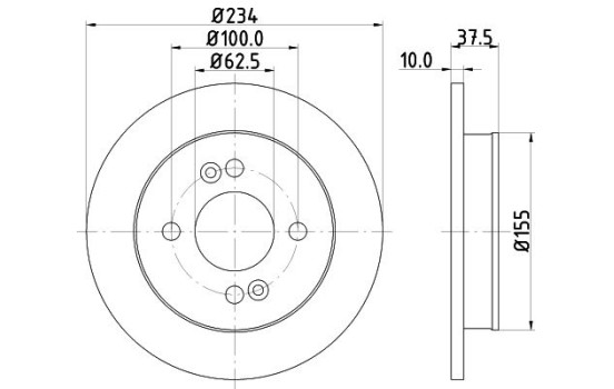 Disco de freno 8DD 355 112-801 Hella