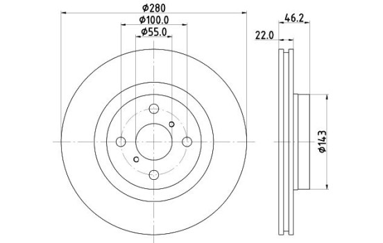 Disco de freno 8DD 355 125-491 Hella