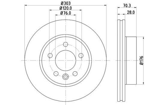 Disco de freno 8DD 355 125-561 Hella