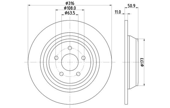 Disco de freno 8DD 355 126-581 Hella
