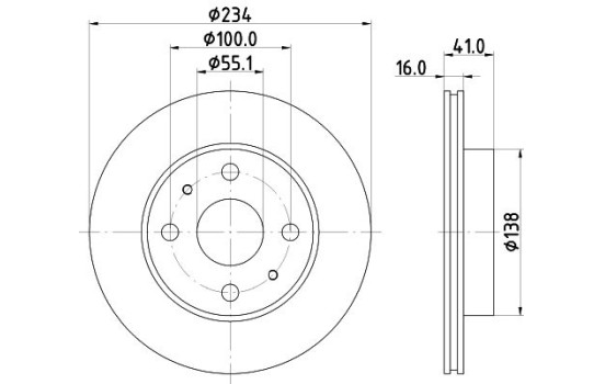 Disco de freno 8DD 355 126-801 Hella